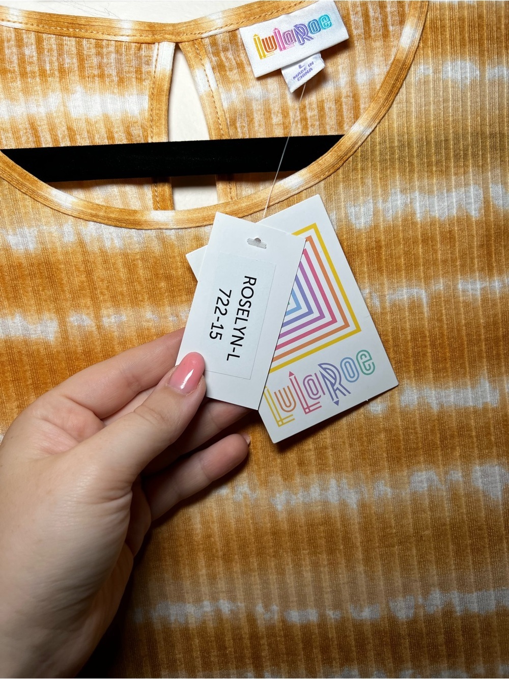 LuLaRoe Roselyn Smocked Flutter Sleeve Mustard and Cream Striped Midi Dress - Picture 3 of 5